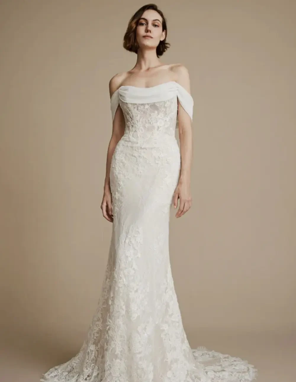 Model wearing a white La Premiere bridal gown